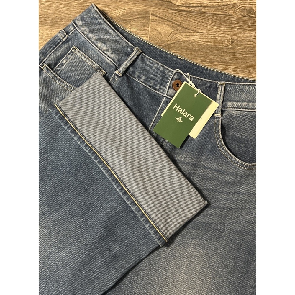 Halara NWT Flex High Waisted Rolled Hem Wide Leg Jeans Size Medium (27x27)
